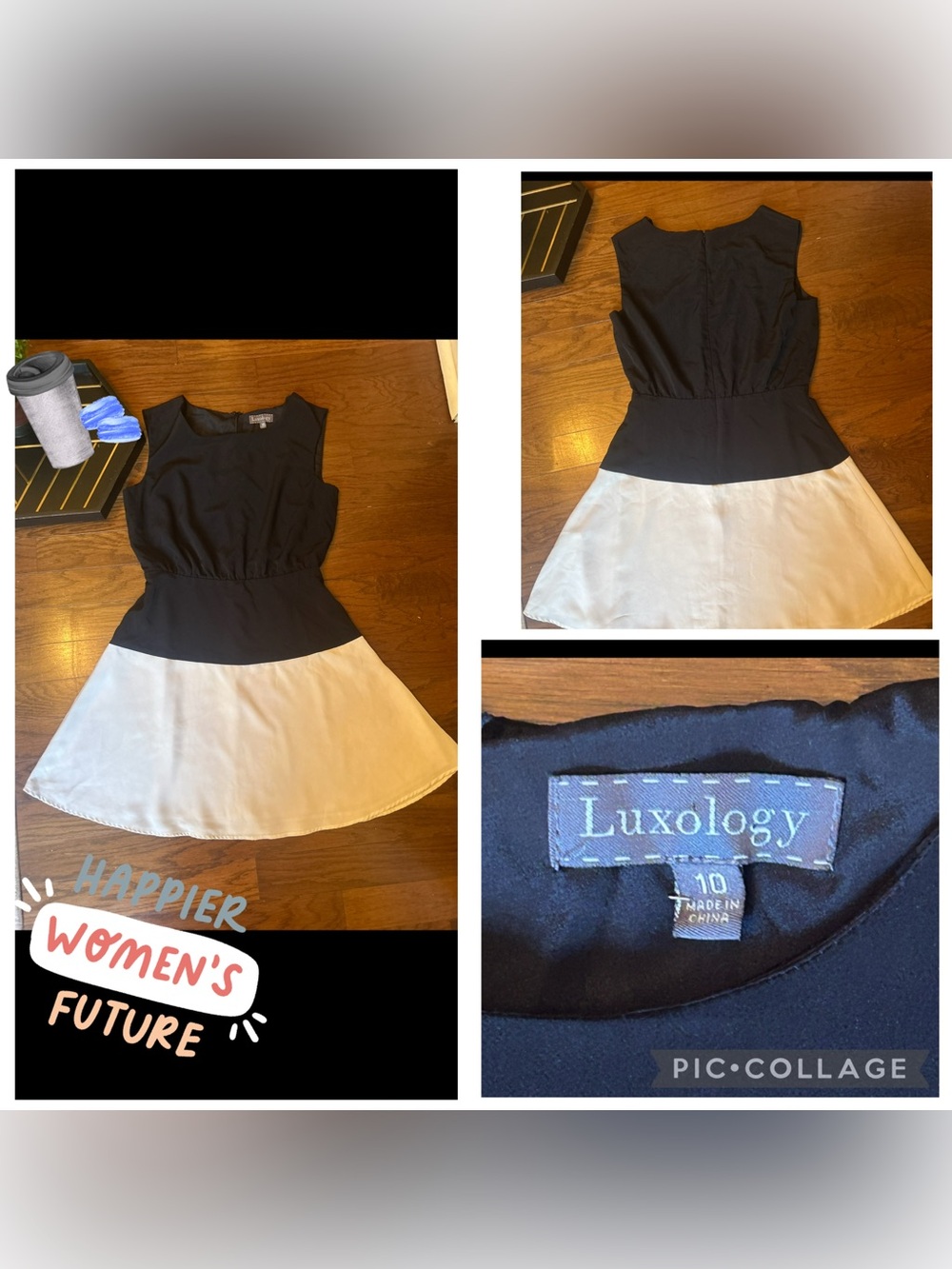Luxology Black & Ivory Sleeveless Dress – Size 10